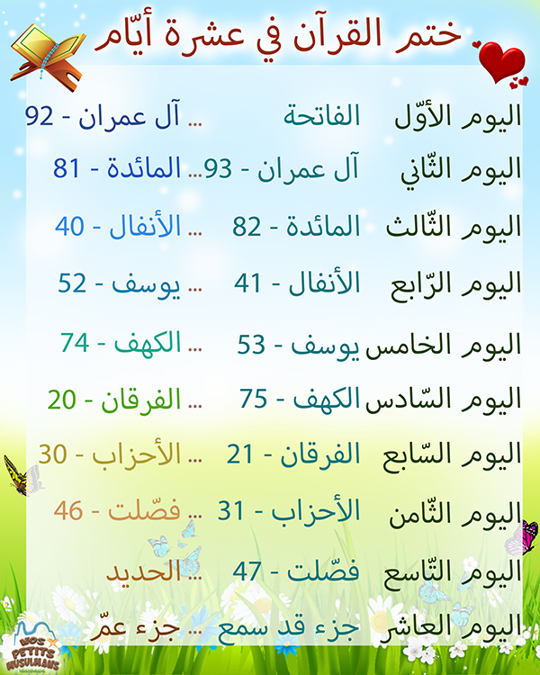 programme khatma du Coran en 10 jours